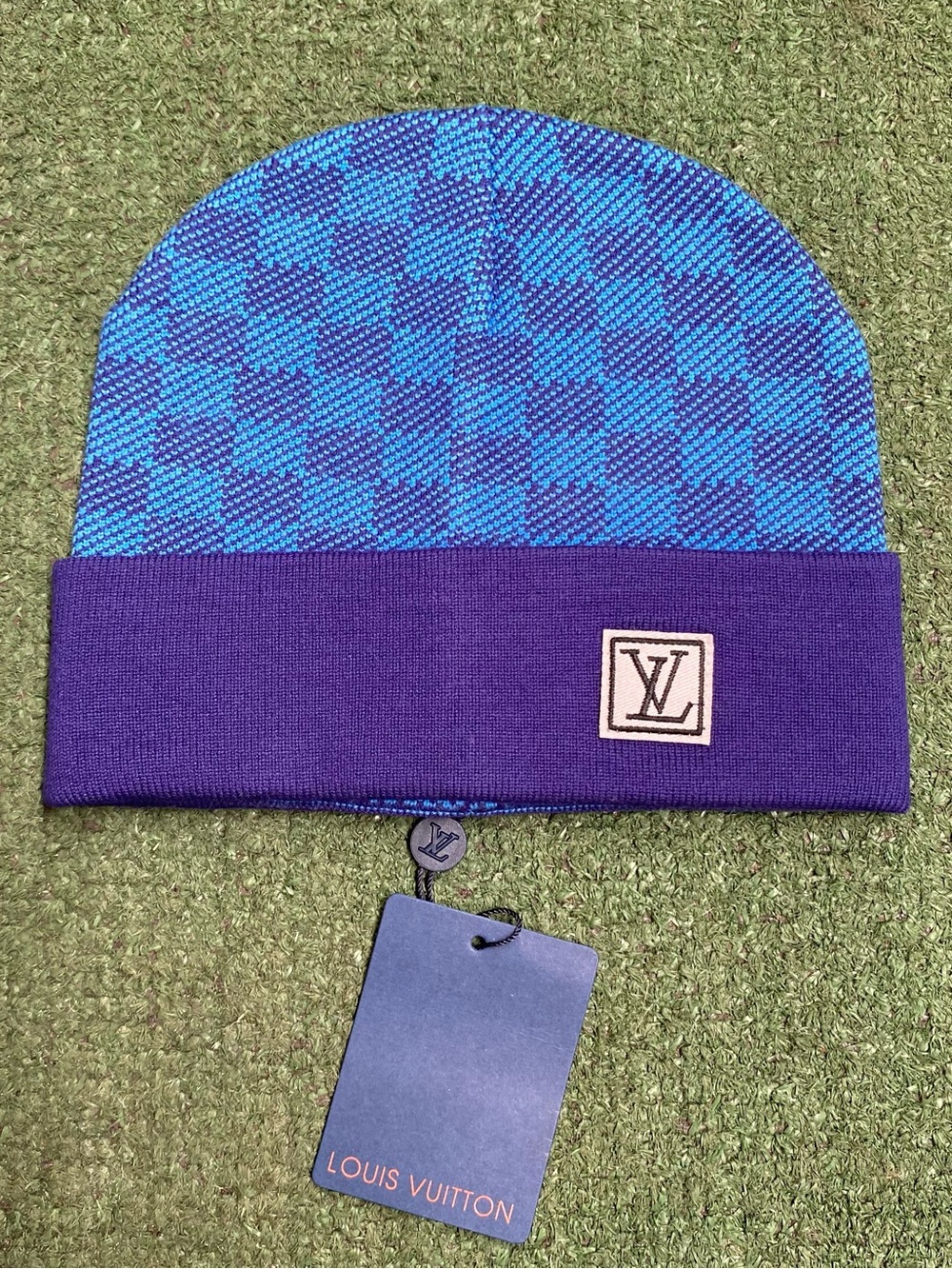 Louis Vuitton Blue Checker Beanie